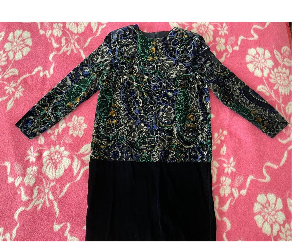 Vintage 80s - 90s KC Spencer New York Drop waist abstract print dress SZ 8